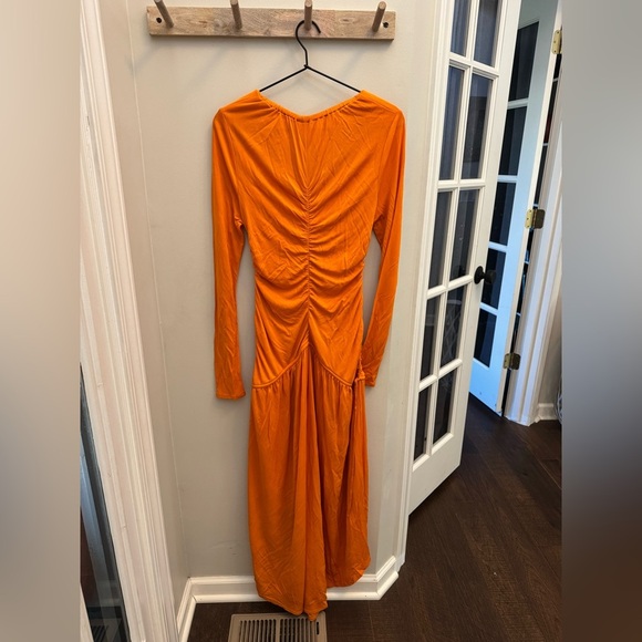 & Other Stories Fitted Ruched Dress in Orange - Picture 9 of 11